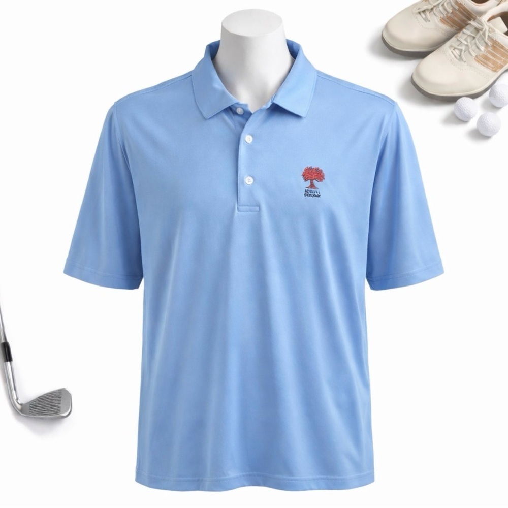 Peter Millar Polo Mens Summer Comfort Oak Tree Baby Blue Size XL